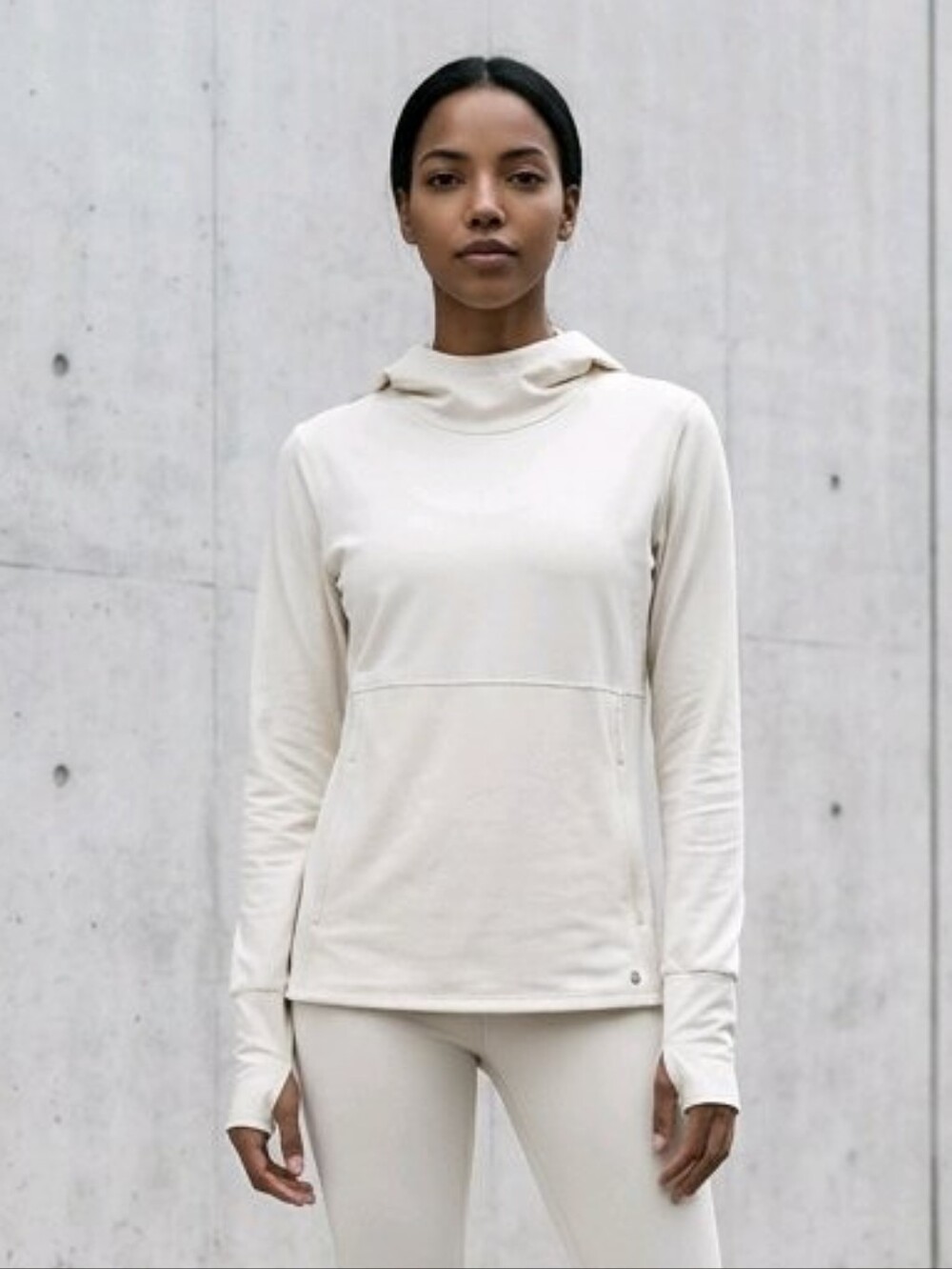 APANA Athleisure Minimal Cream Hooded Pullover Outdoor Hoodie Shirt